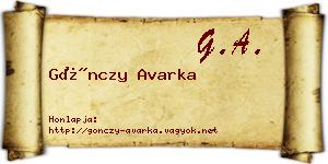 Gönczy Avarka névjegykártya